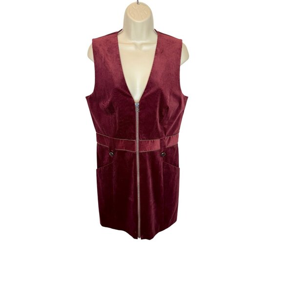 Veronica Beard Orial Corduroy Zip-Front Mini Dress in Burgundy NWT – Size 10 - Picture 2 of 10